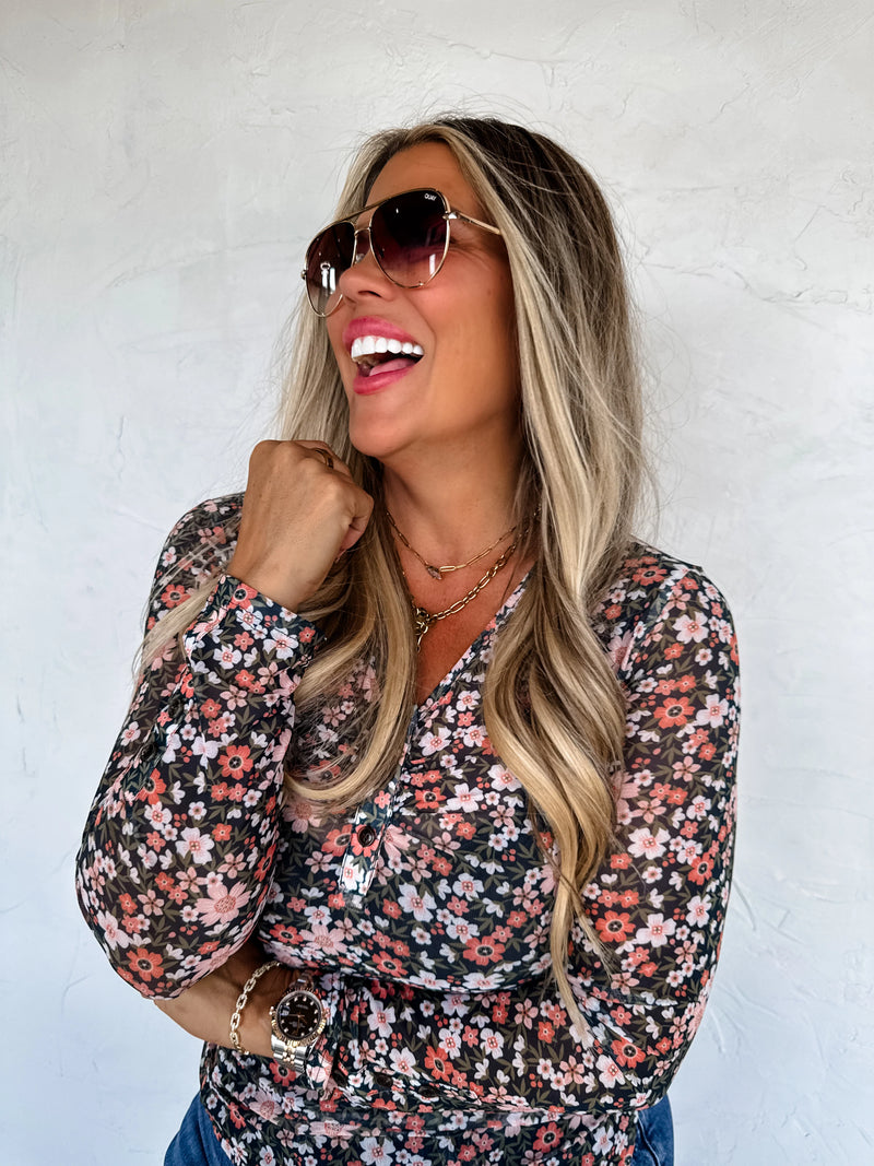 Annie V Neck Mesh Top