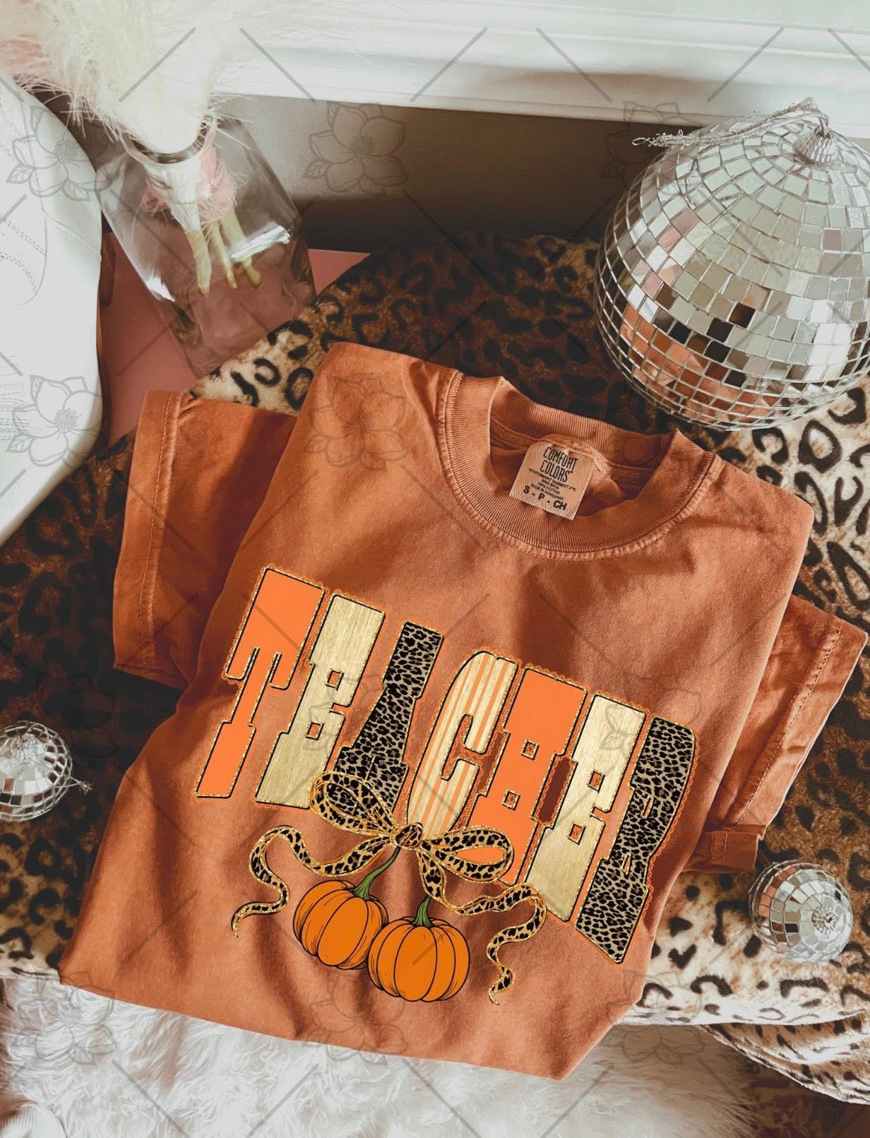 Fall Cheetah Teacher Tee