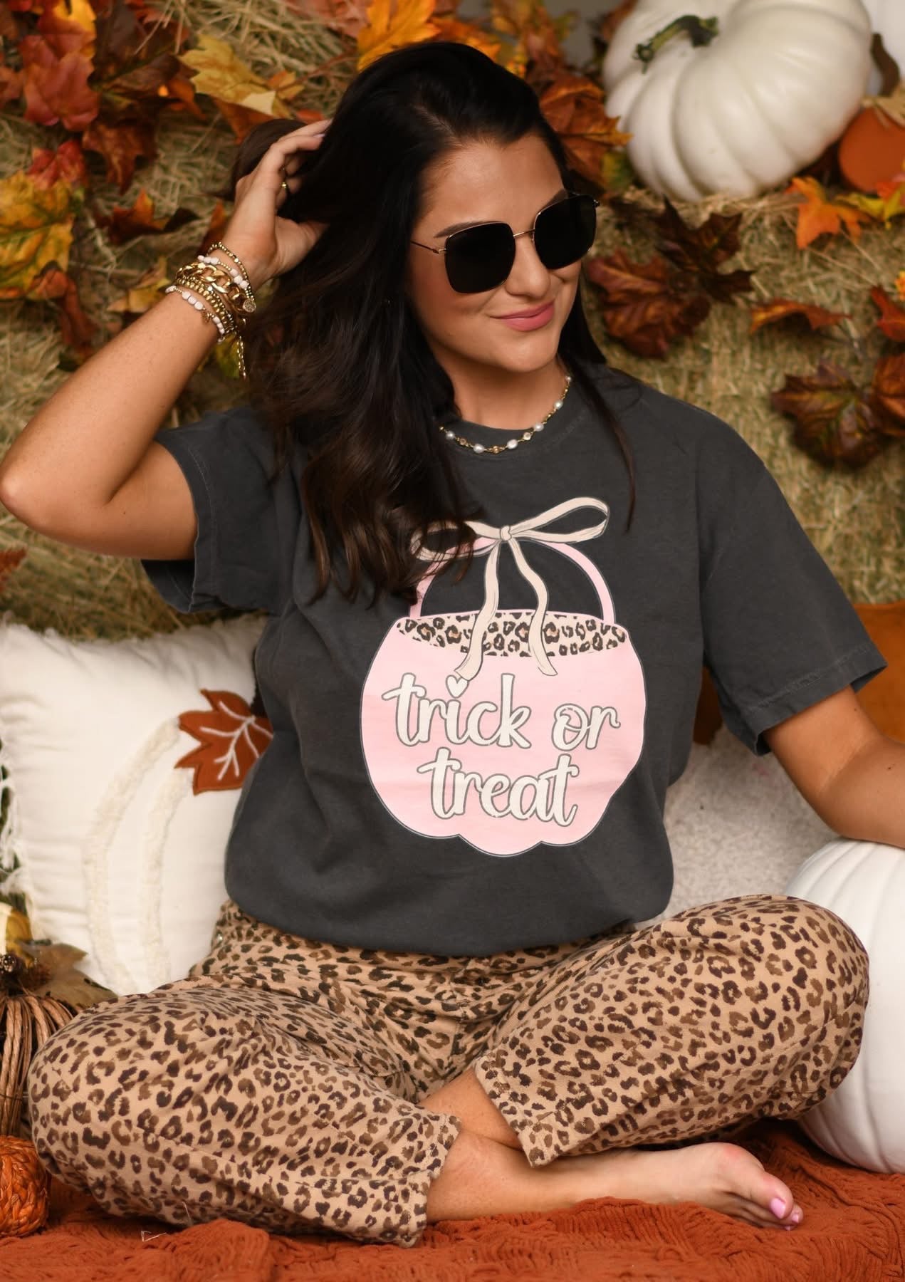 Trick Or Treat Leopard Bucket Tee