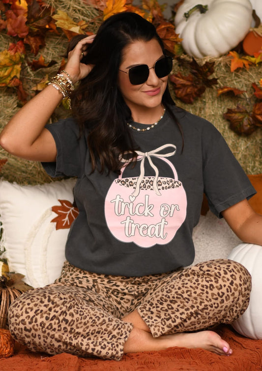 Trick Or Treat Leopard Bucket Tee