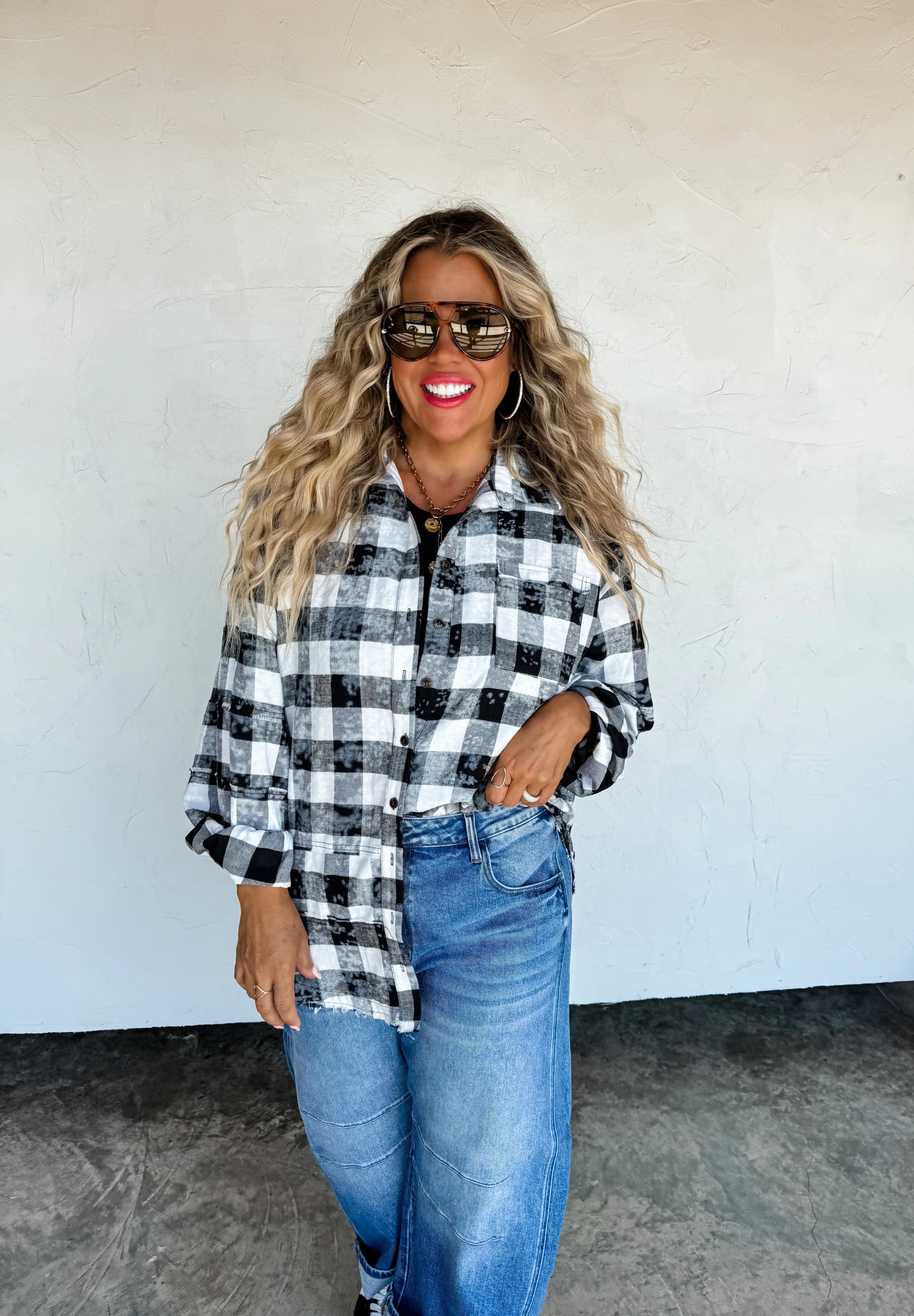 Juniper Bleached Plaid Top