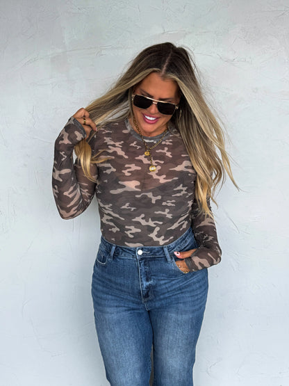 Camo & Cheetah Dress It Up Mesh Top