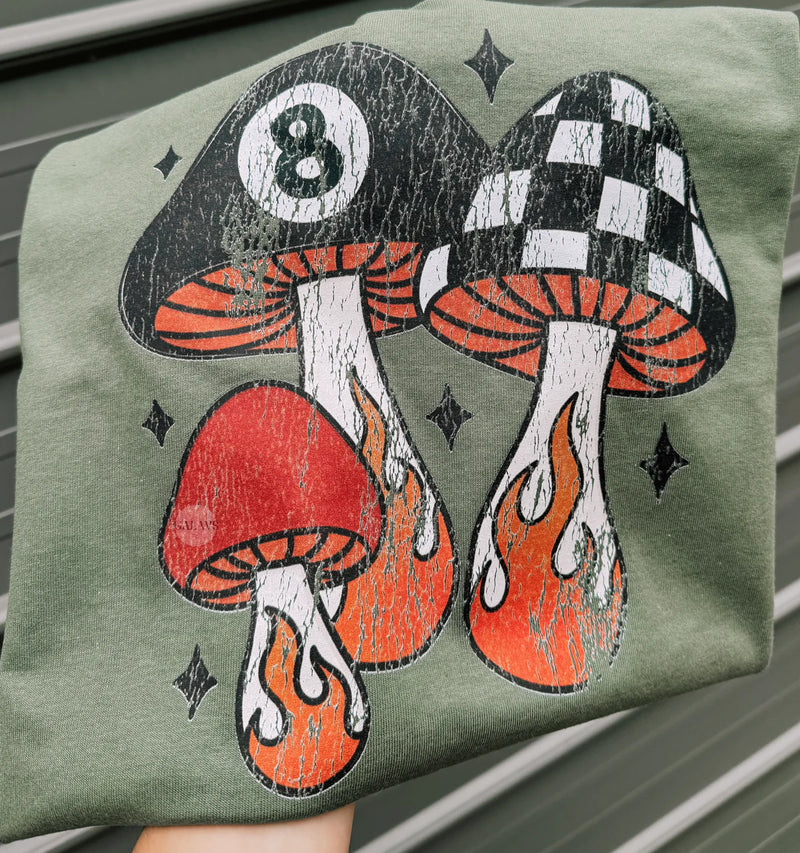 Checker Flame Mushroom Tee