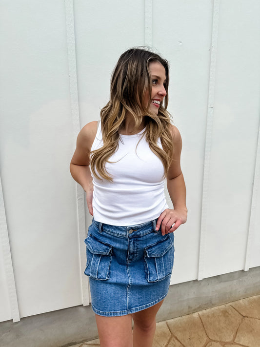 Denim Carly Cargo Skirt