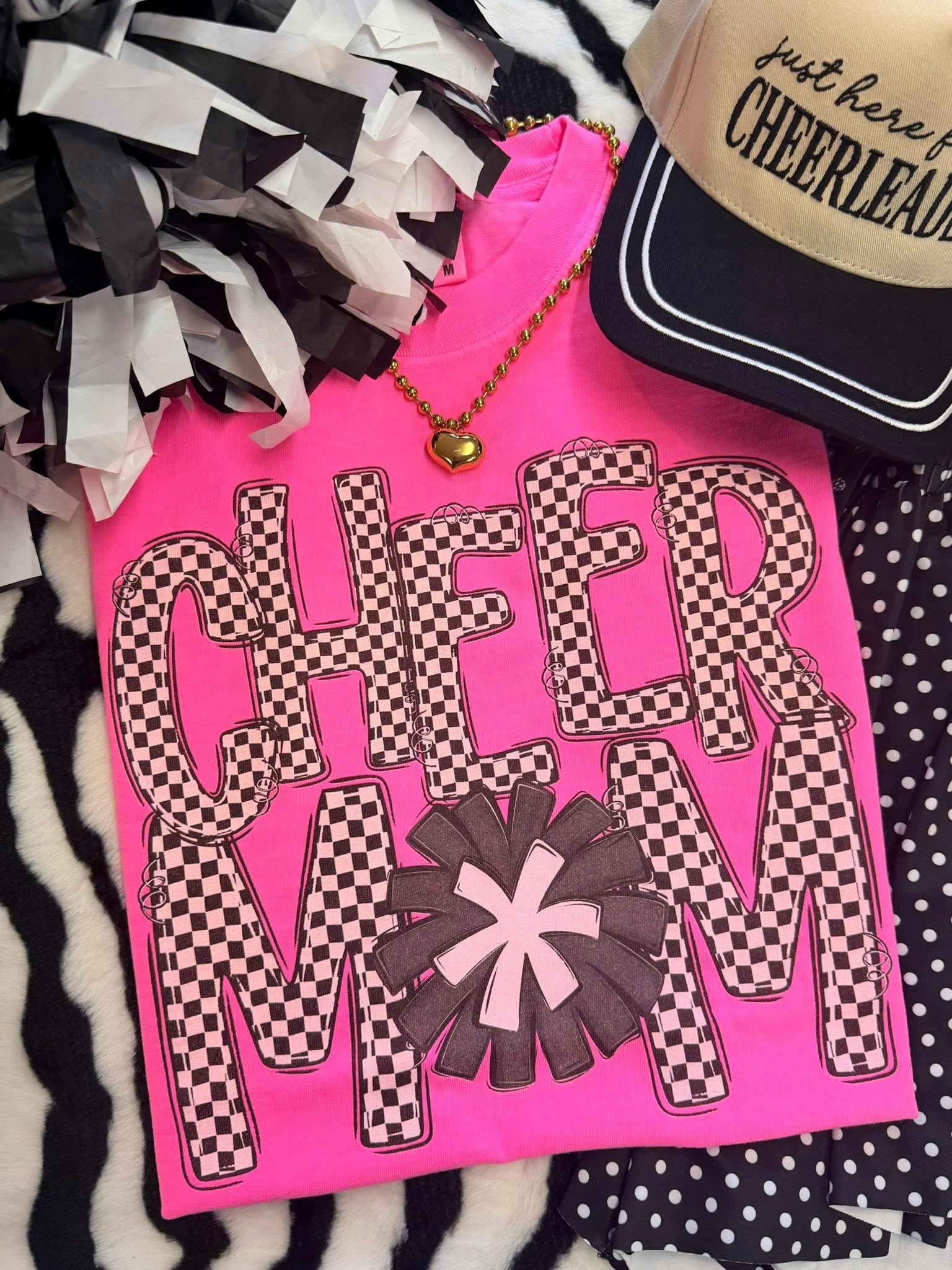 Cheer Mom Checkered Tee