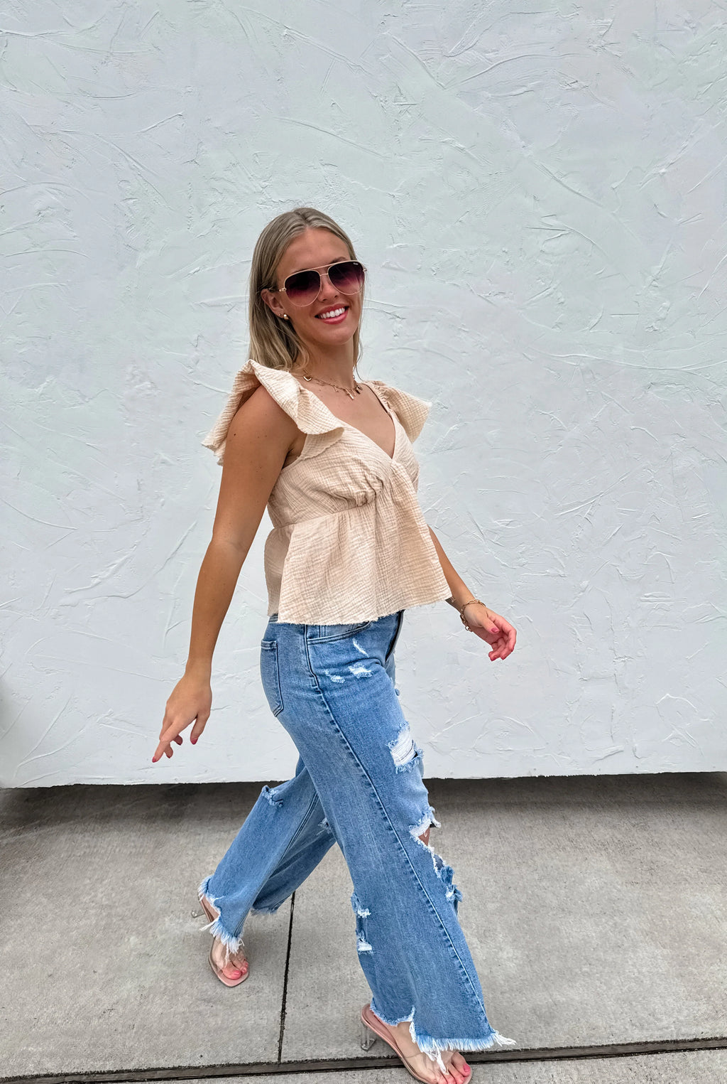 Drew Distressed Dad Jeans