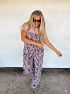 Denim Floral Overalls