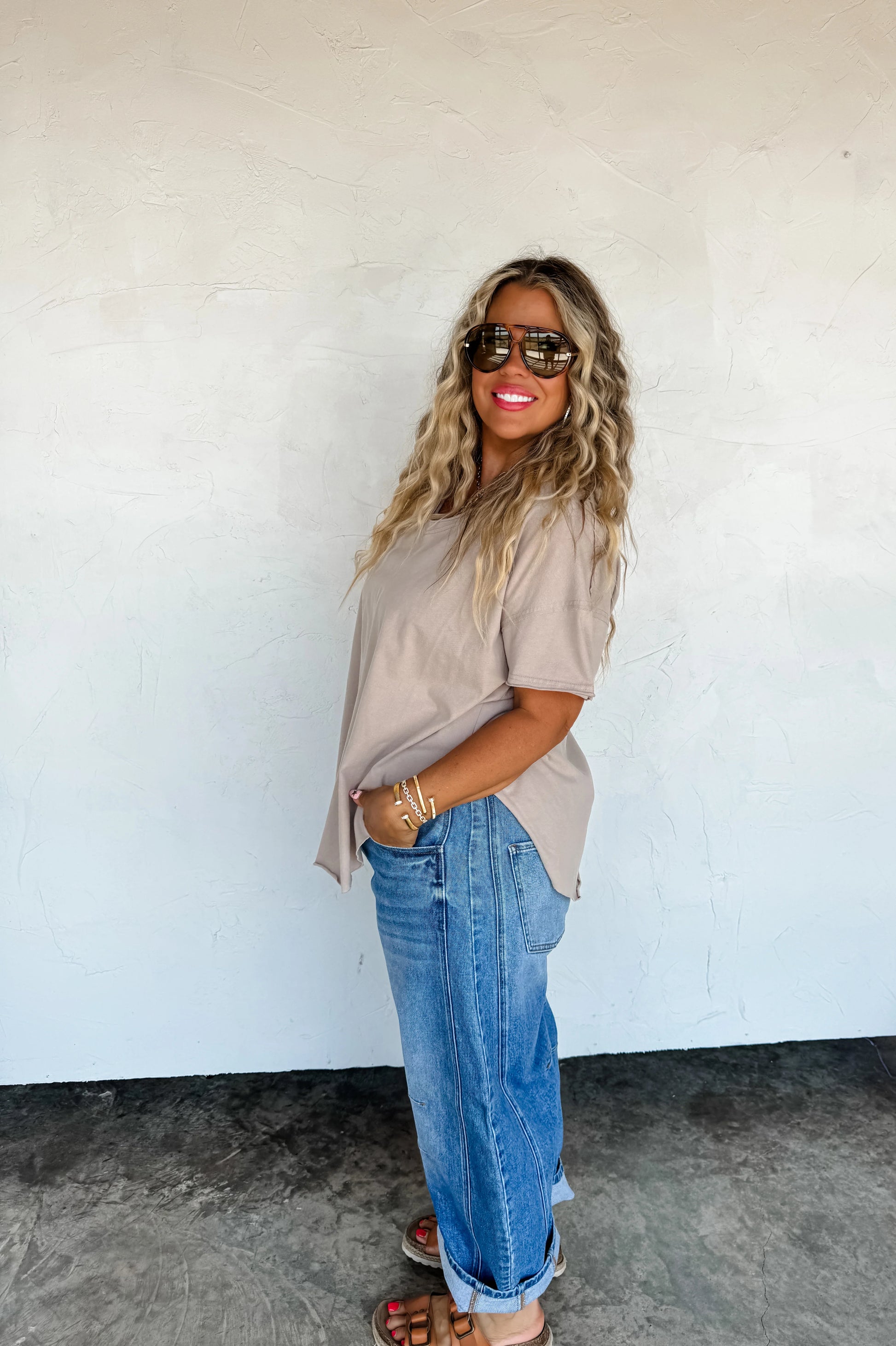 Joey V Neck Washed Cotton Boyfriend Tee