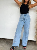 Floral Charm Wide Leg Jeans