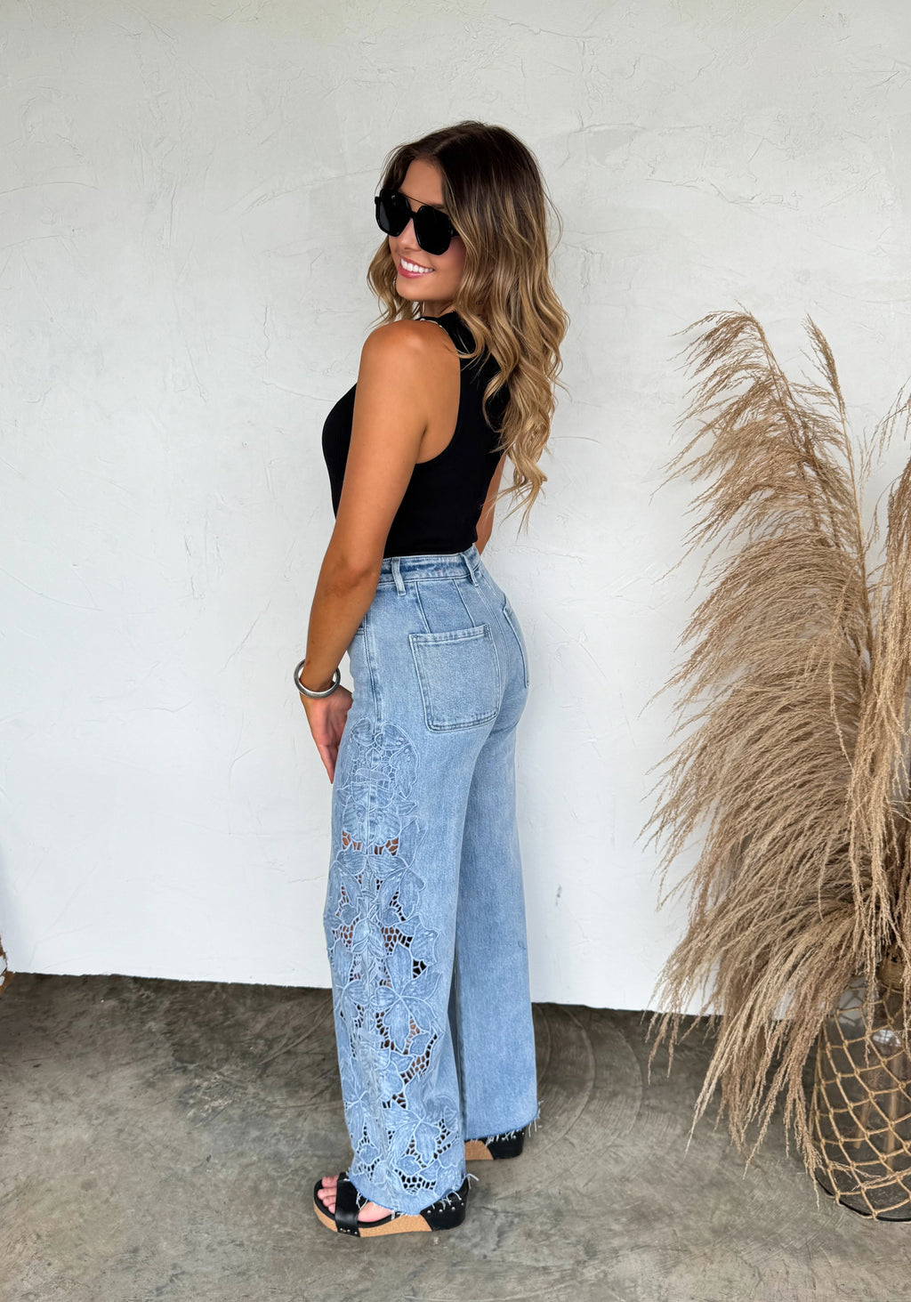 Floral Charm Wide Leg Jeans