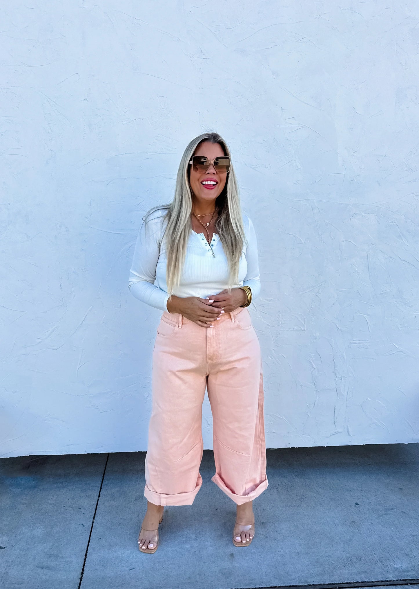 Peach Wash Barrel Jeans