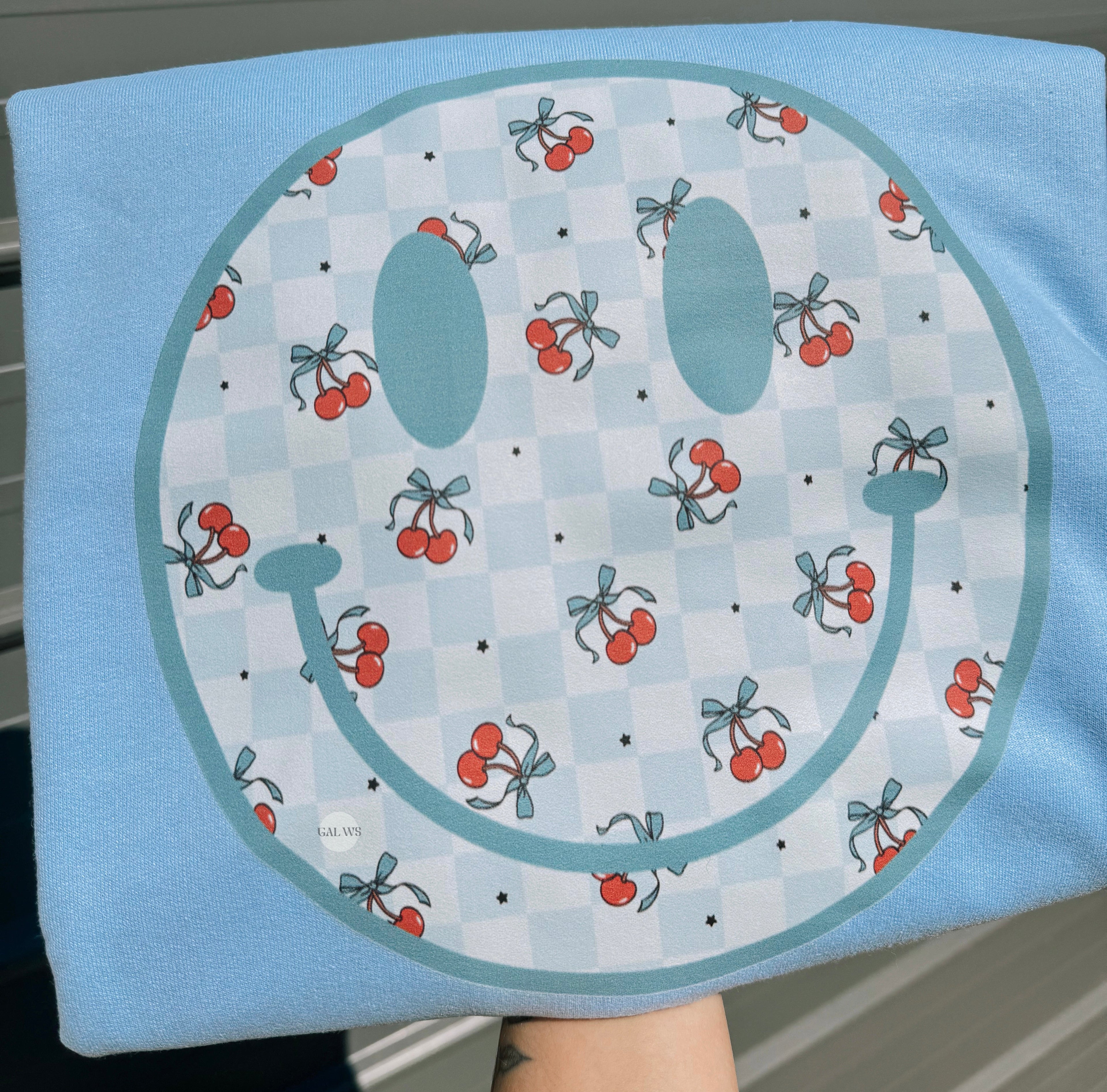 Checker & Cherry Smiley Face Tee