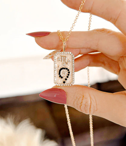 Dainty Zodiac Pendant Cubic Zirconia Necklace