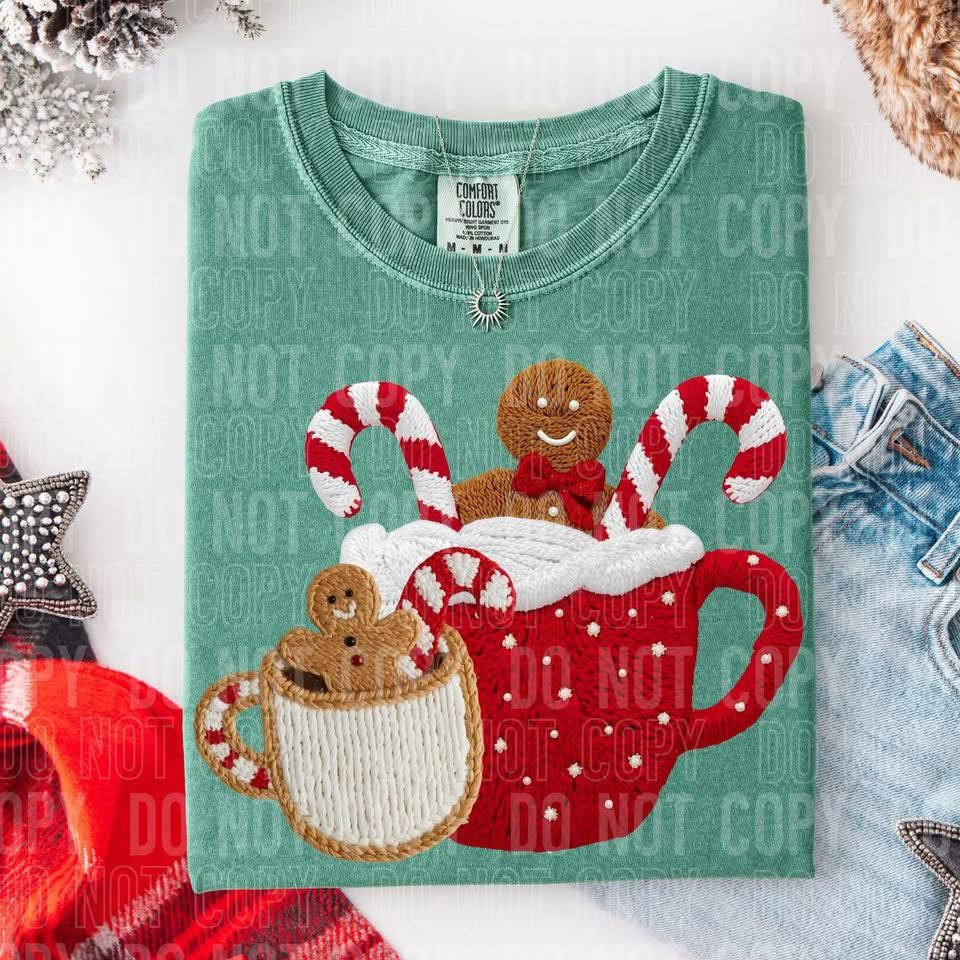 Gingerbread Candy Cane Faux Yarn Tee