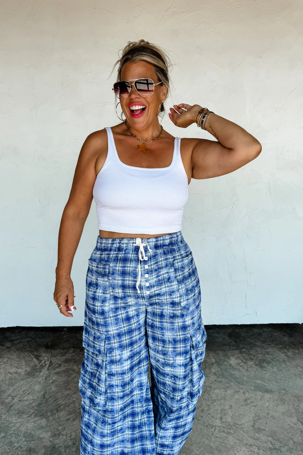 Plaid Behavior Wide Leg Pants