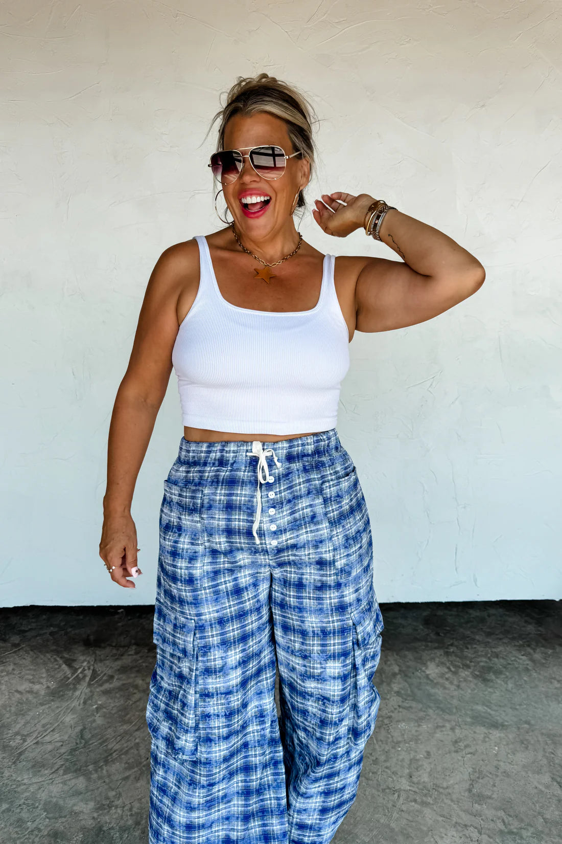 Plaid Behavior Wide Leg Pants