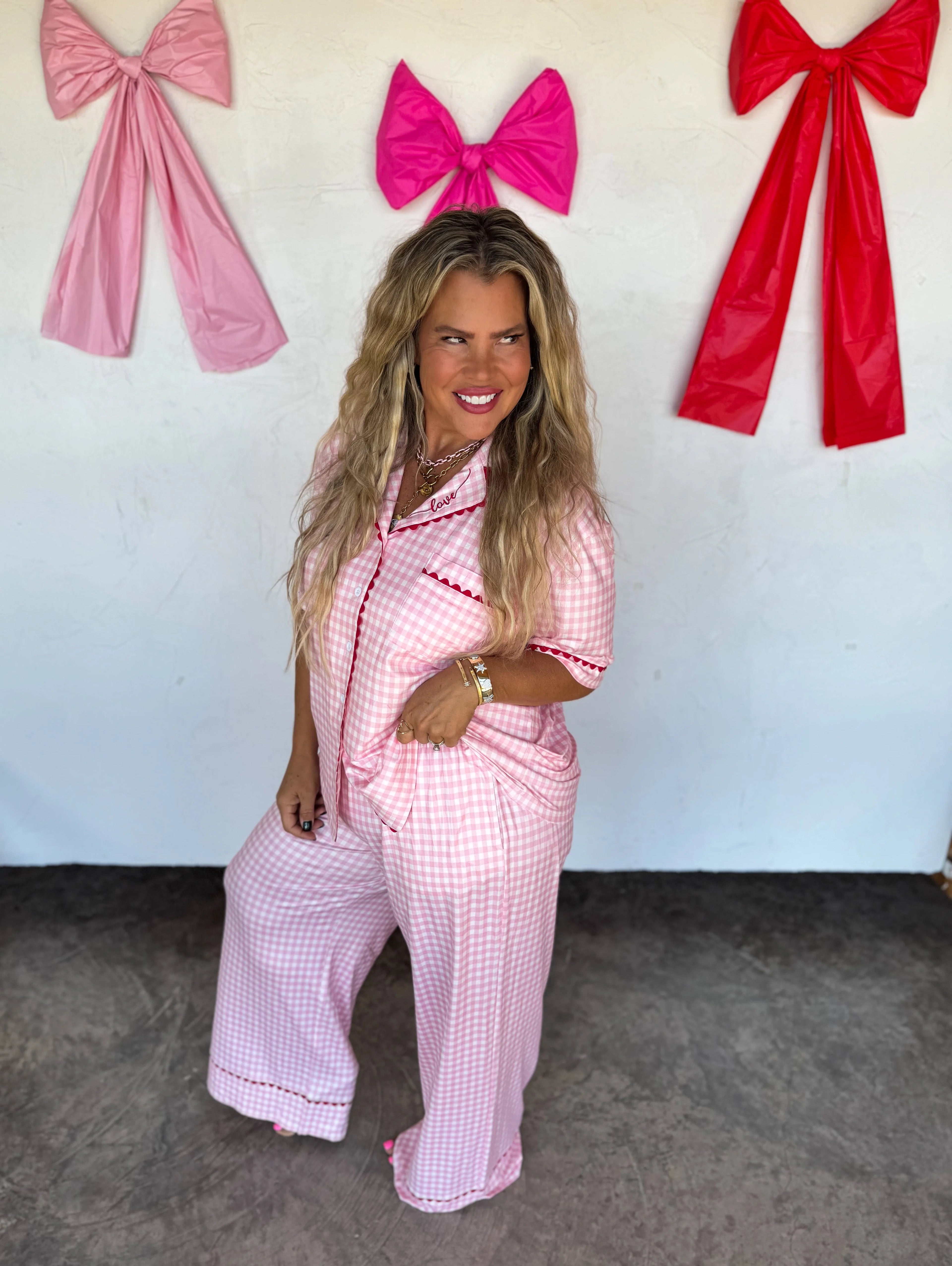Pink Gingham Luxe Pj Set