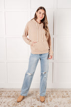 Ask Me Out Checkered Hoodie in Beige