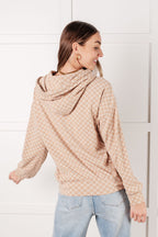 Ask Me Out Checkered Hoodie in Beige