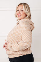 Ask Me Out Checkered Hoodie in Beige