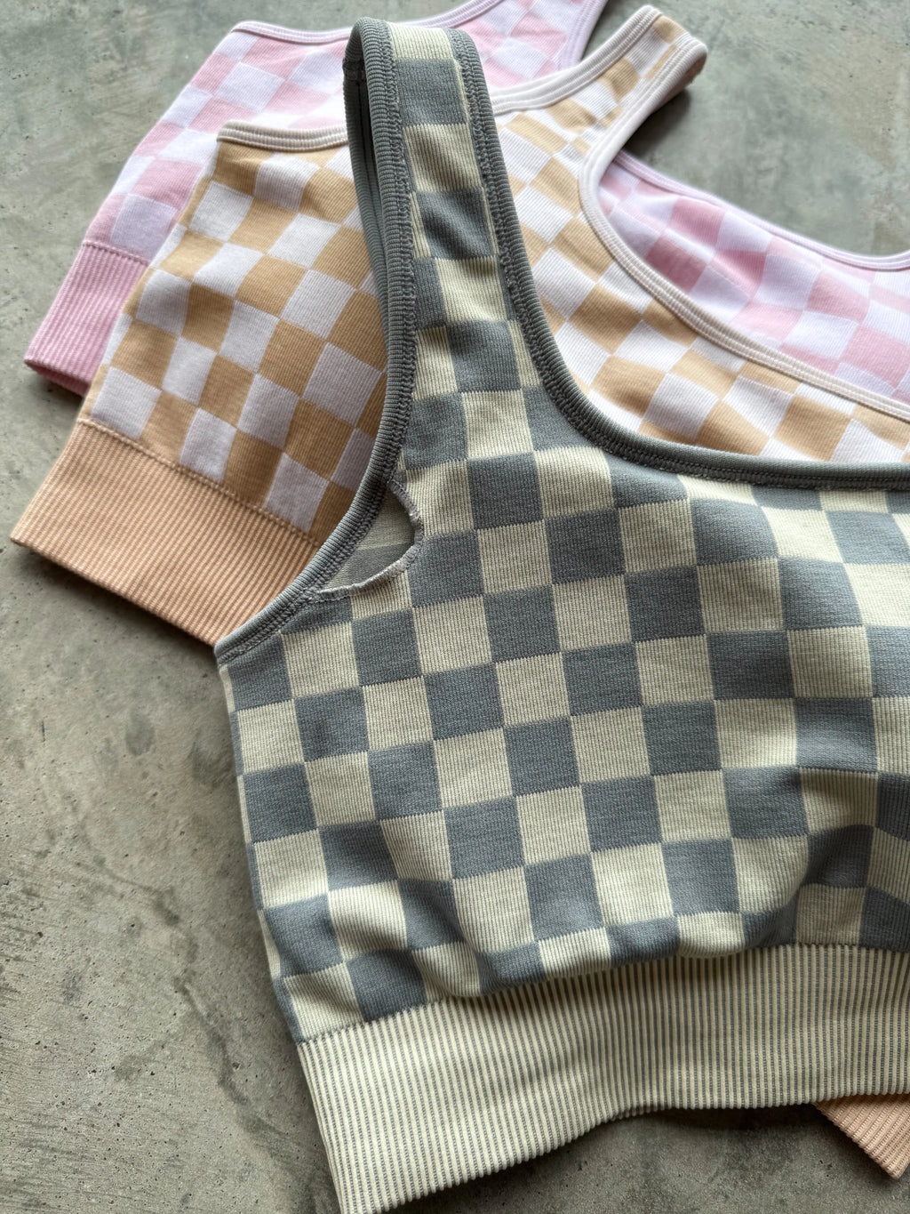 Checker Bra & Biker Short Set