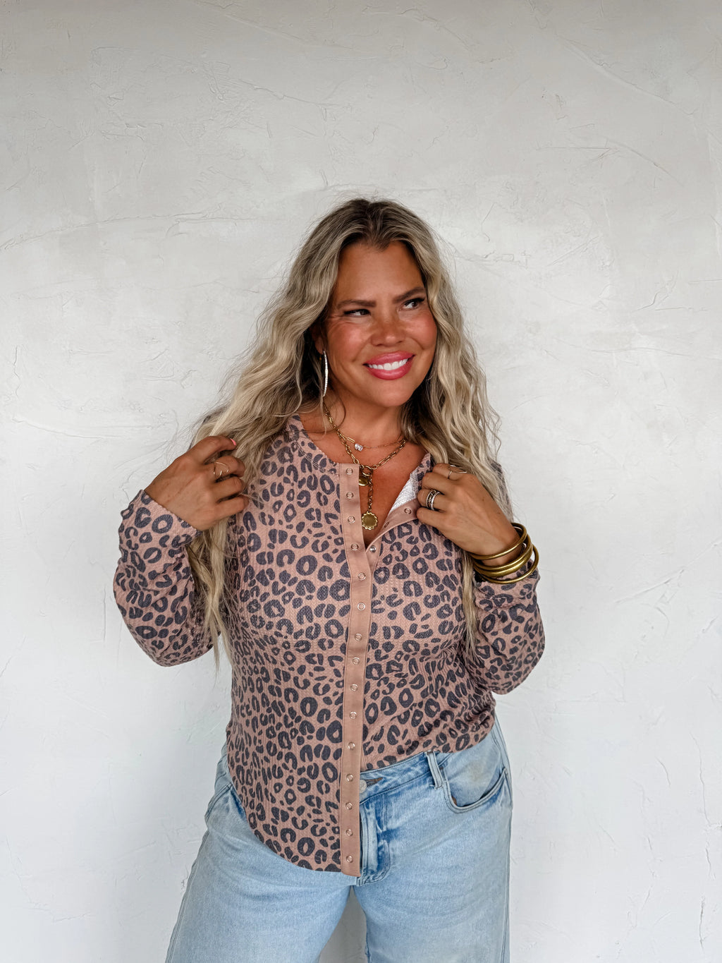 Mabel Snap Button Waffle Top