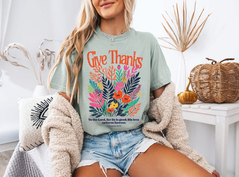 Give Thanks Floral Tee