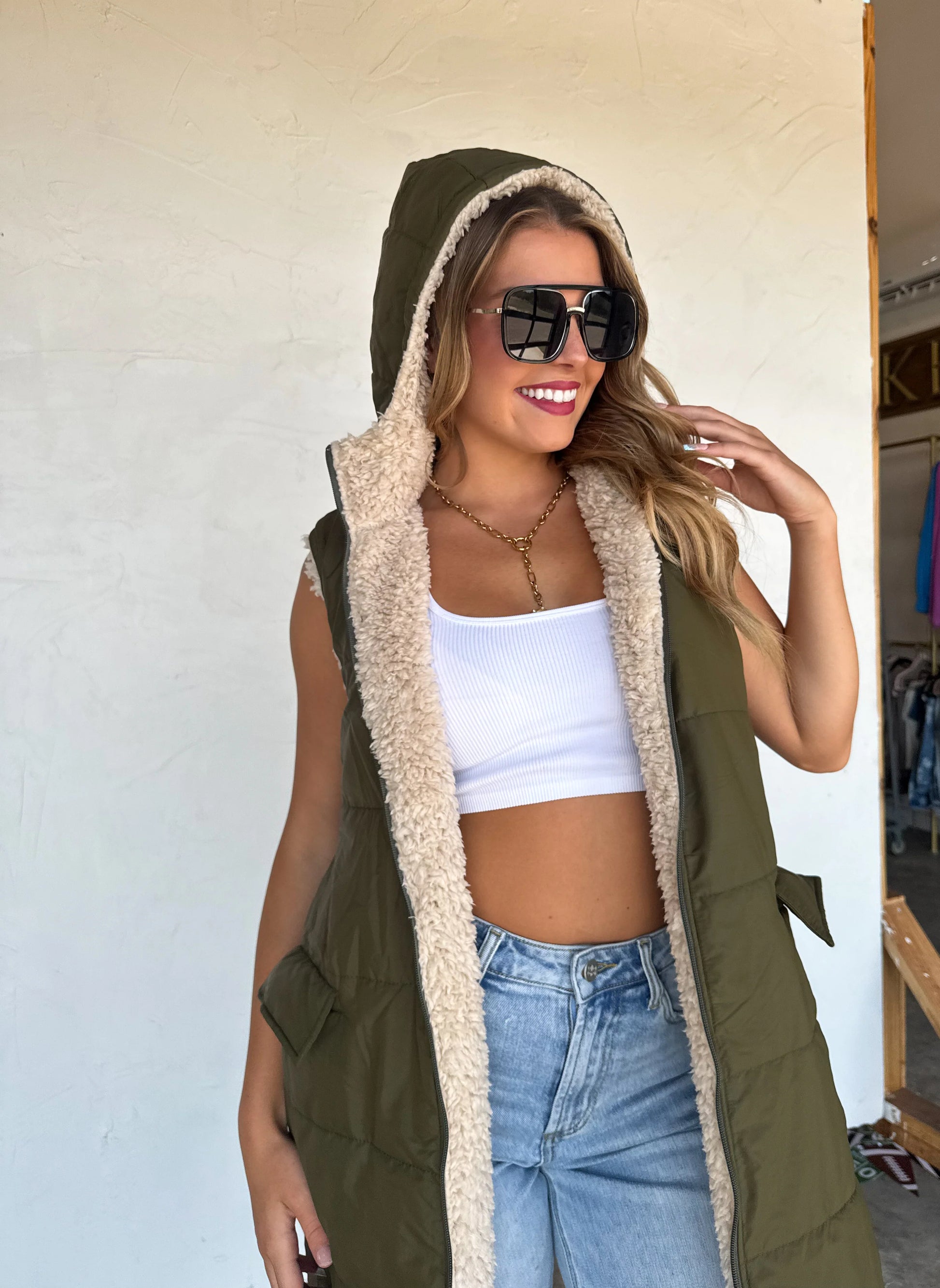 Reversible Sherpa Puffer Vest