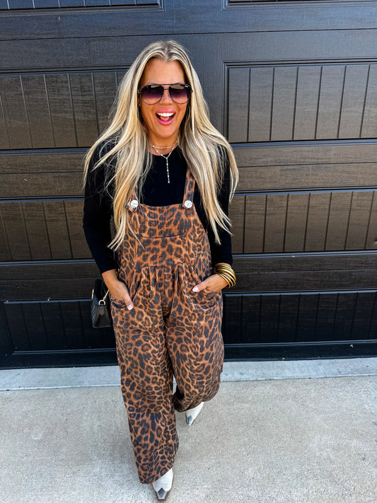 Cheetah & Solid Karli Boho Overalls