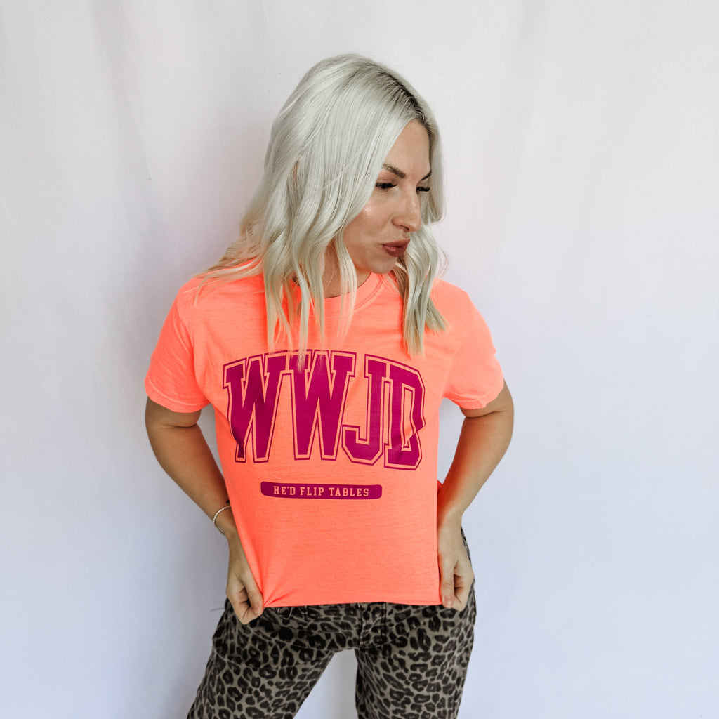 Orange WWJD Flip Tables Graphic Tee