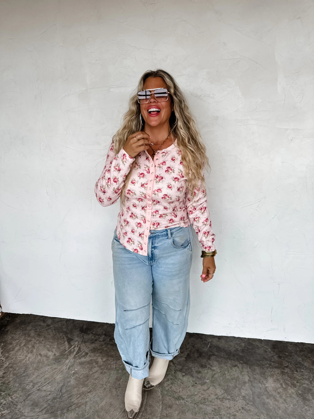 Mabel Snap Button Waffle Top