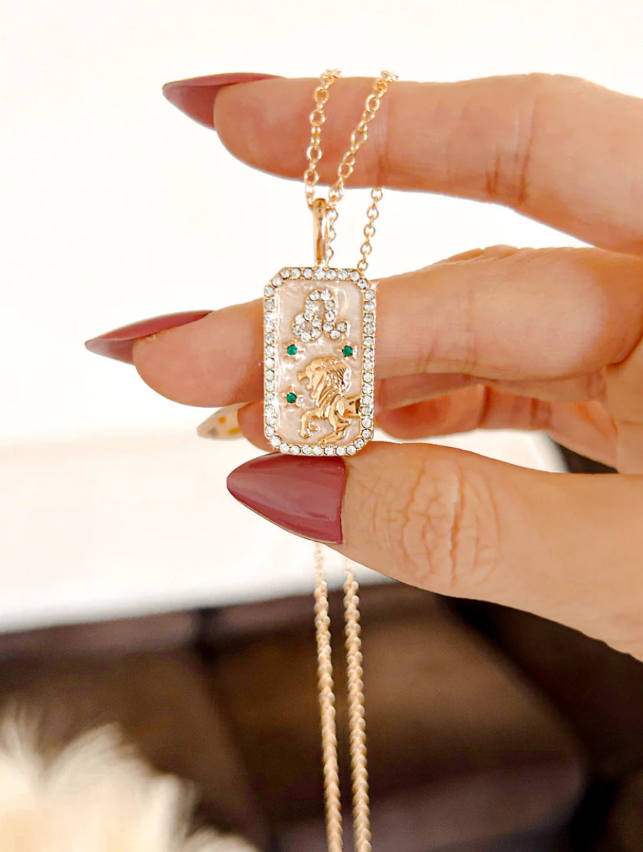 Dainty Zodiac Pendant Cubic Zirconia Necklace