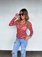 Annie V Neck Mesh Top