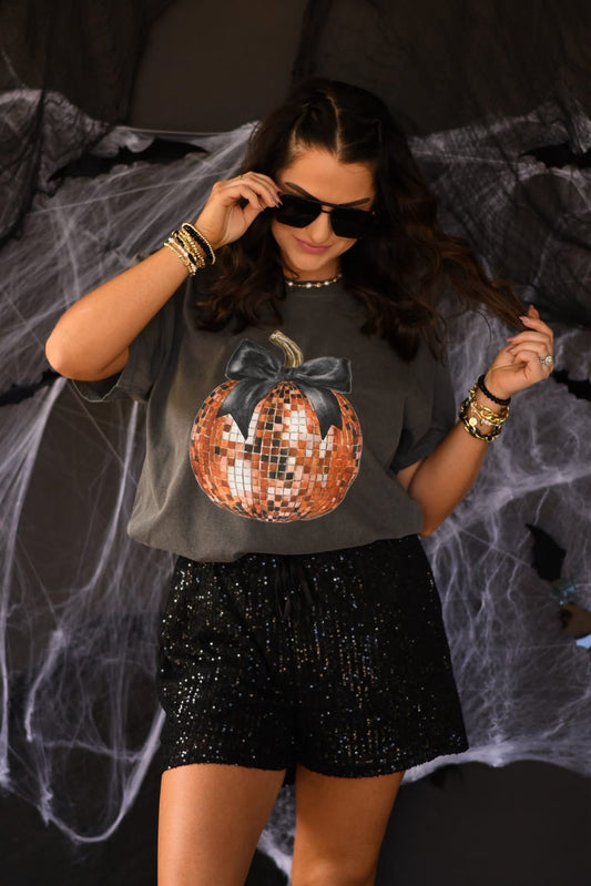 Disco Pumpkin Bow Tee