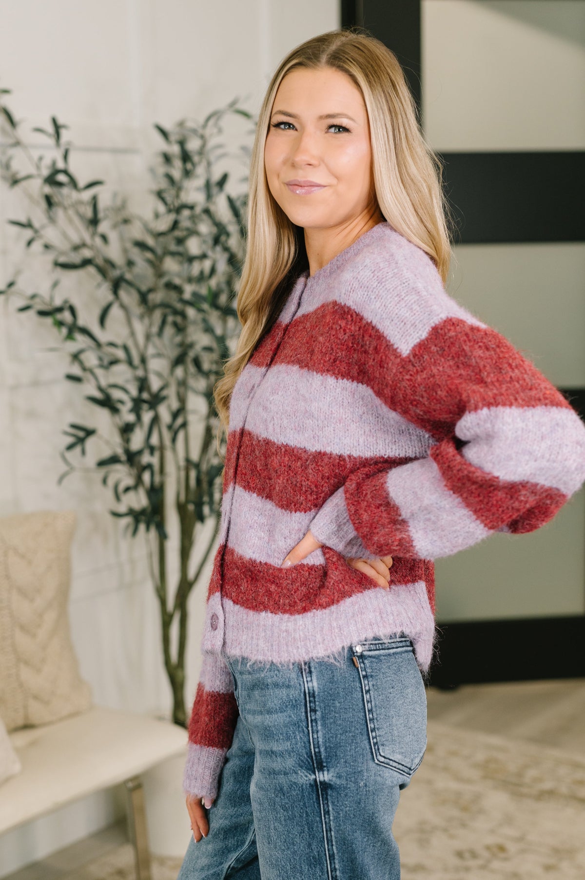 Carter Striped Button Down Sweater
