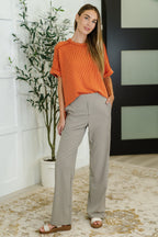 Catch Me Loungin’ Cable Ribbed Knit Top in Burnt Orange