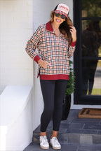 Hattie Plaid Quarter Zip