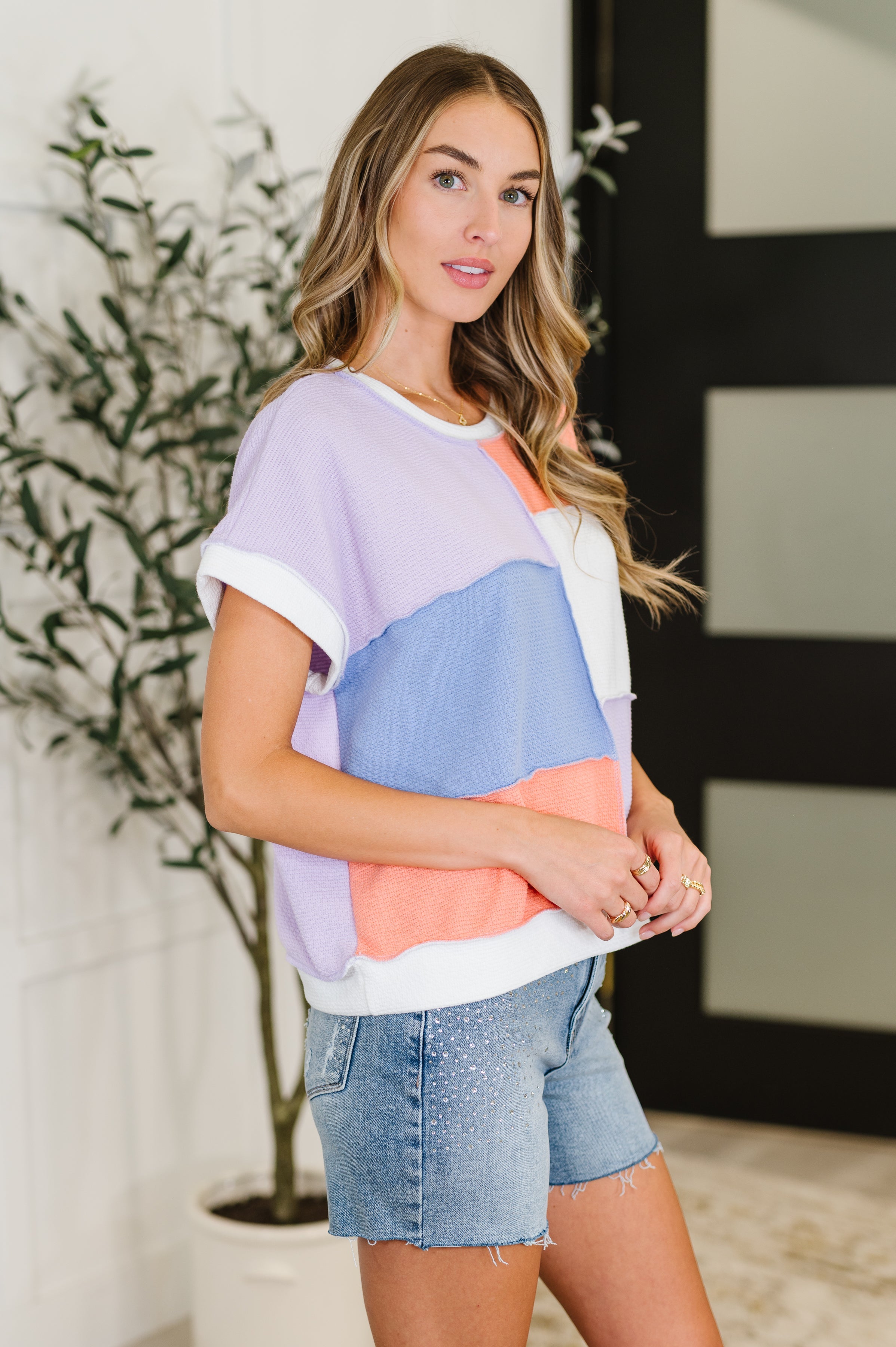 Contrast Club Color Block Top
