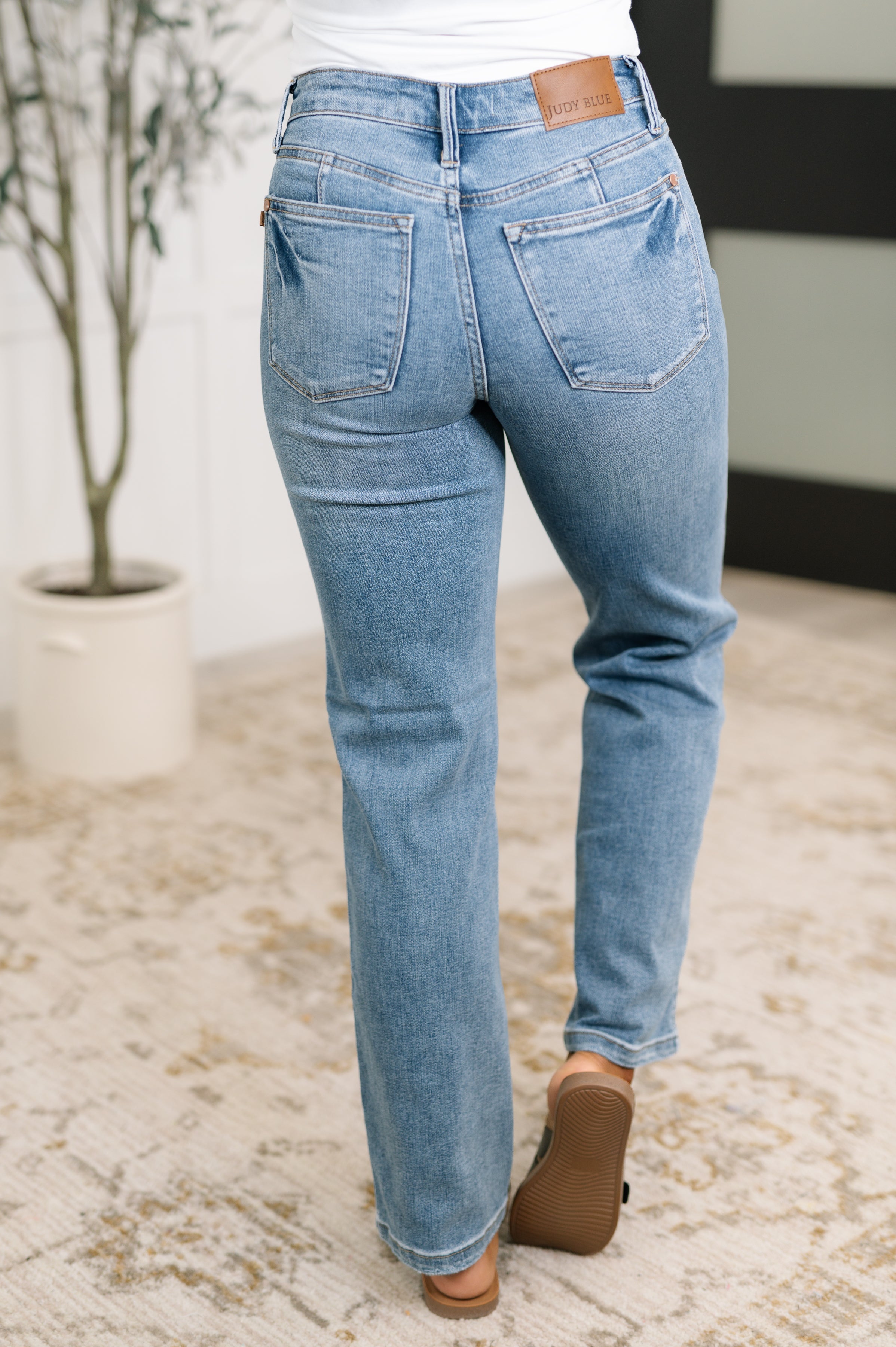 Corrine Mid Rise Control Top Vintage Straight Jeans