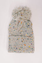 Cover Your Ears Pom Pom Beanie in Grey