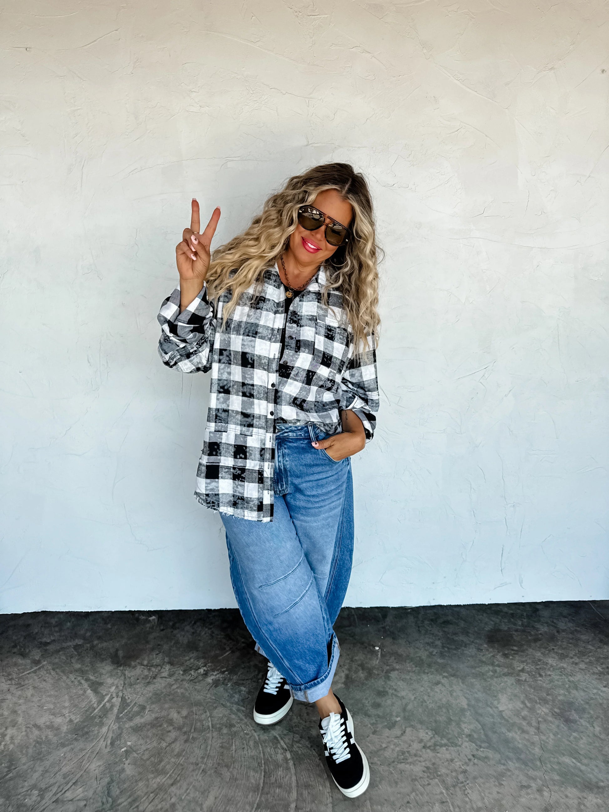 Juniper Bleached Plaid Top