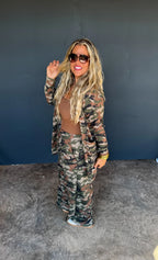 Reese Camo Waffle Cardigan