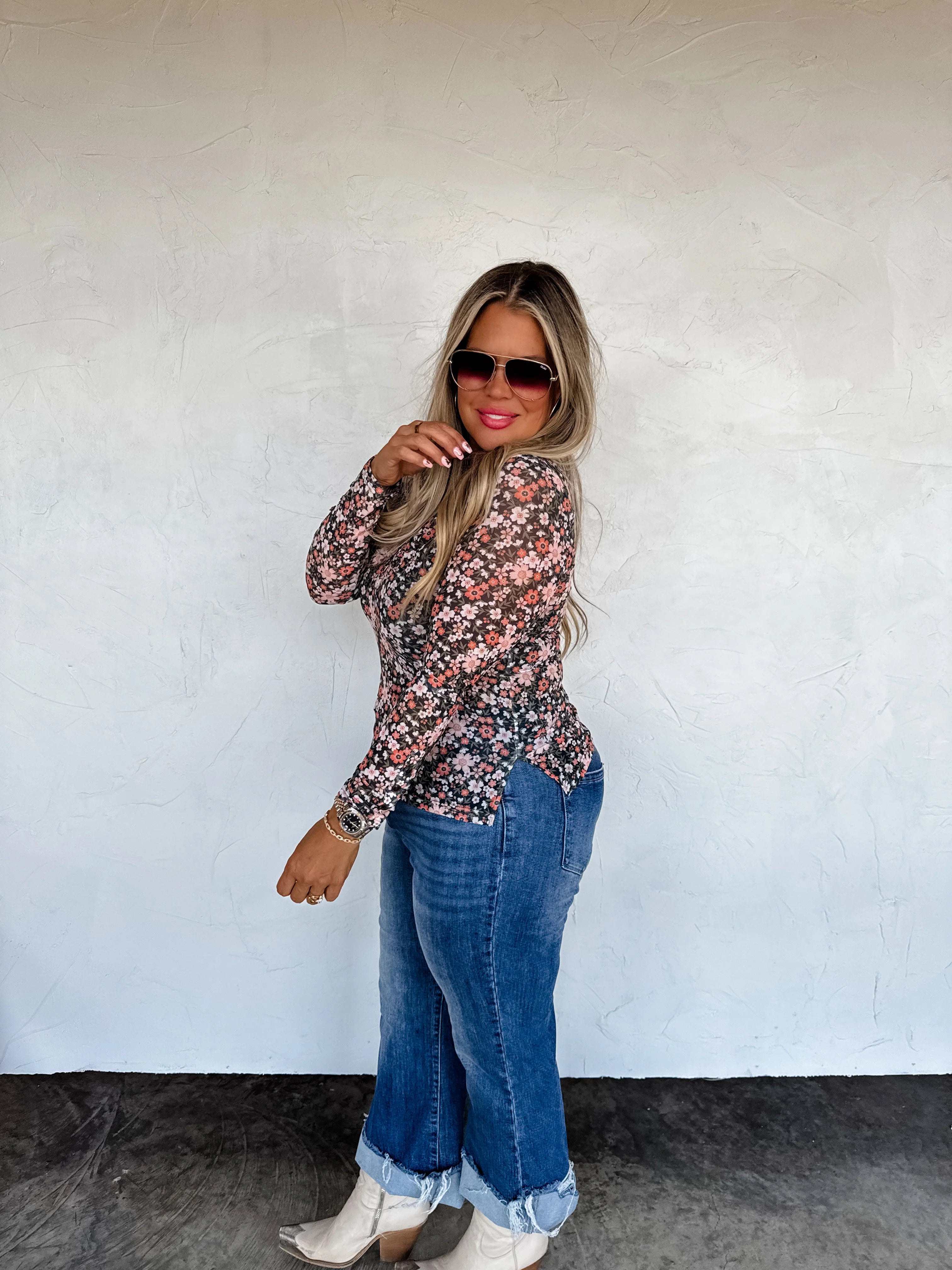 Annie V Neck Mesh Top