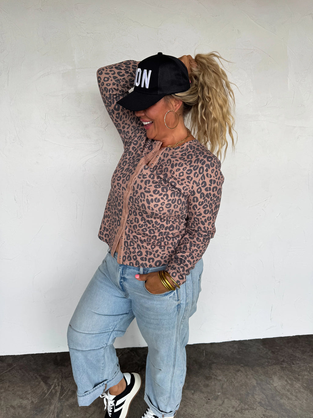 Mabel Snap Button Waffle Top