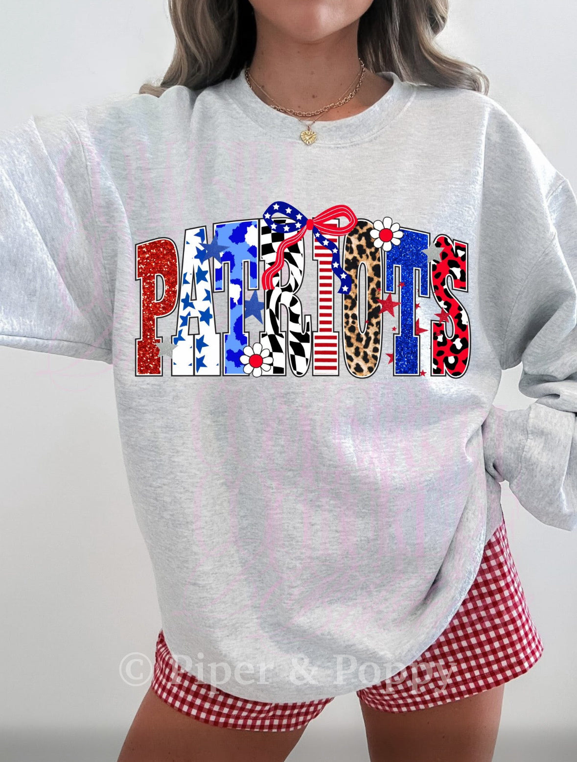 Patriots Glitzy Tee or Crew