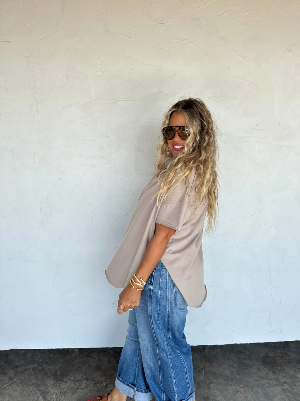 Joey V Neck Washed Cotton Boyfriend Tee