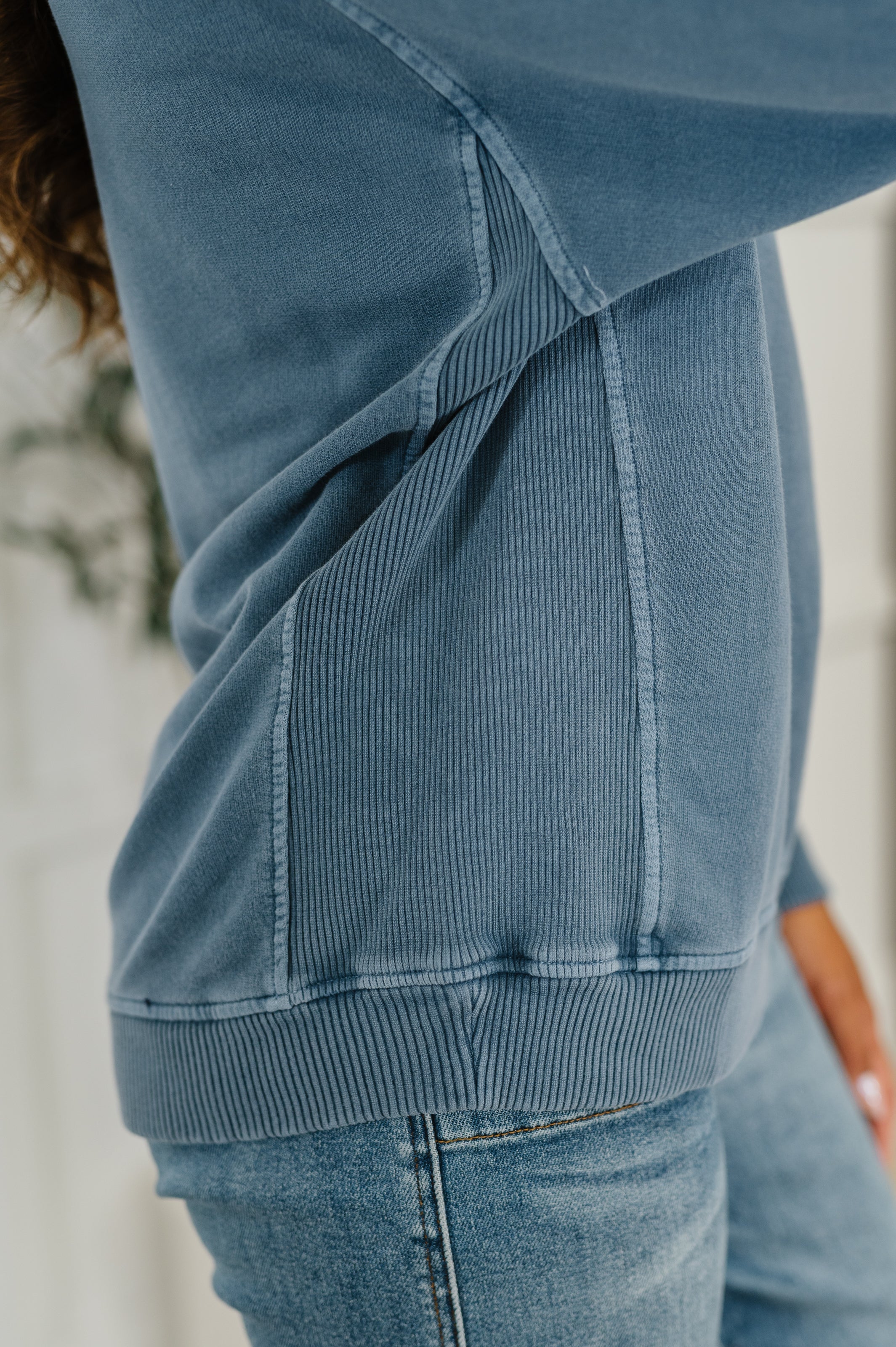 Daily Ease Mineral Wash Pullover in Dusty Blue