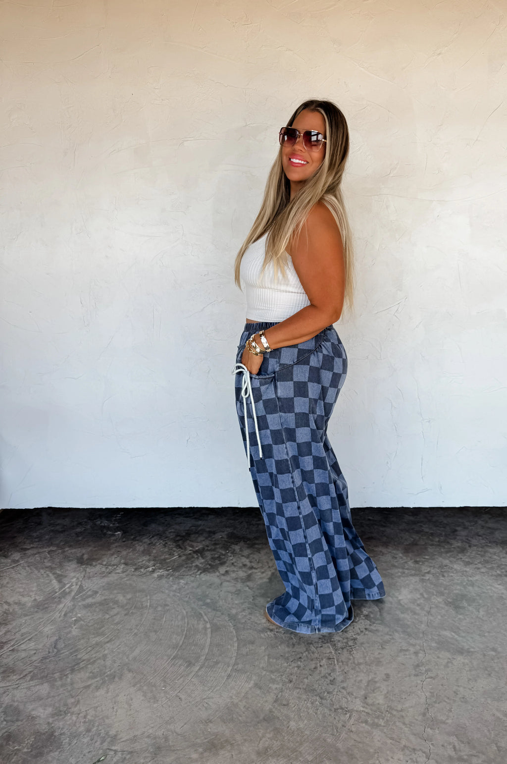 Go With The Flow Checker Pants