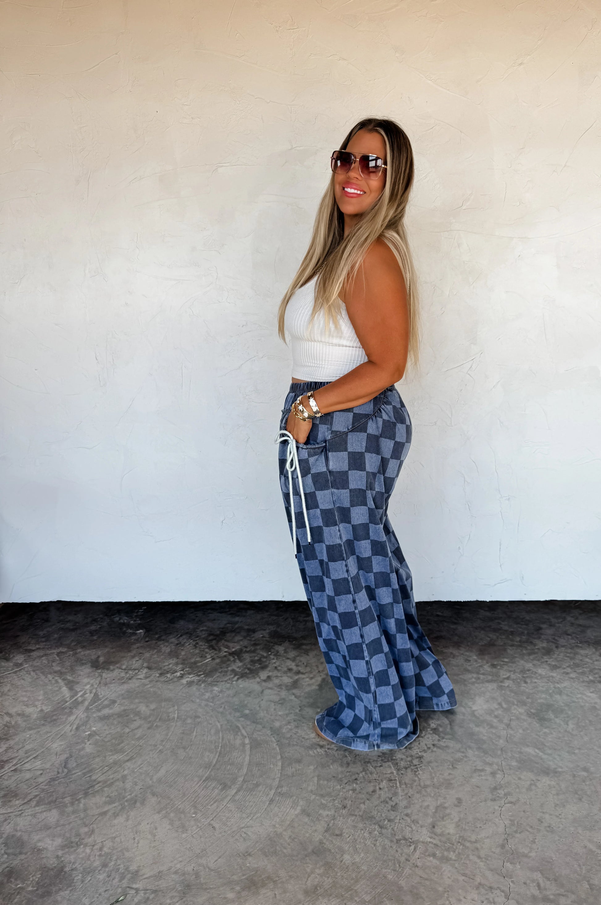 Go With The Flow Checker Pants