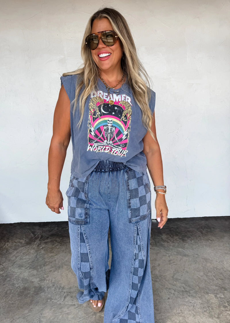 Groove On Checker Flare Pants